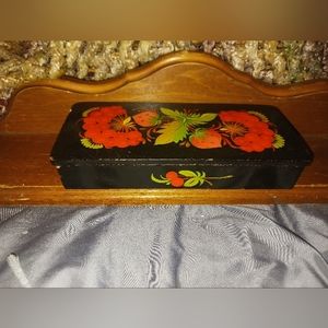 Vintage hand painted floral wooden box
